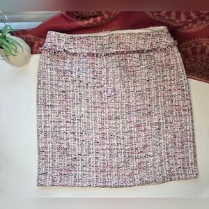 White House Black Market Tweed Boot Skirt Sari Pink Size 10 NWT